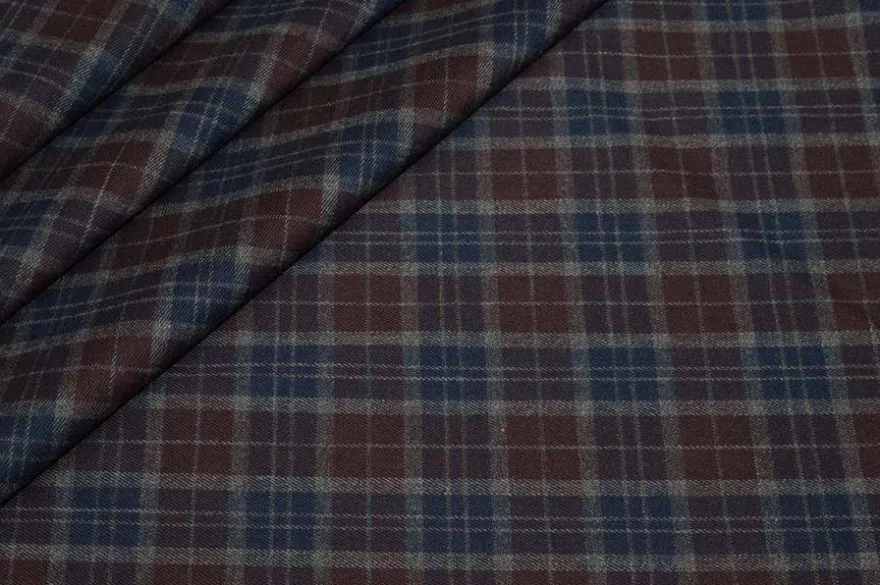 TESSUTO STRETCH SCACCO BLU E GRANATA