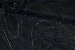 TESSUTO TAFFETAS NERO CON RETE APPLICATA