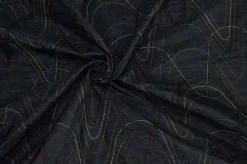 TESSUTO TAFFETAS NERO CON RETE APPLICATA