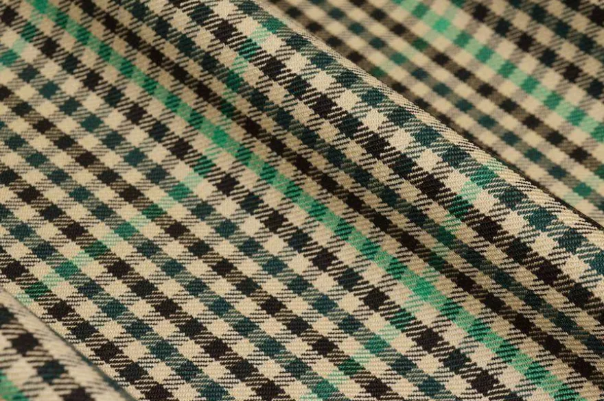 TESSUTO TARTAN LANA STRETCH VERDE NERO