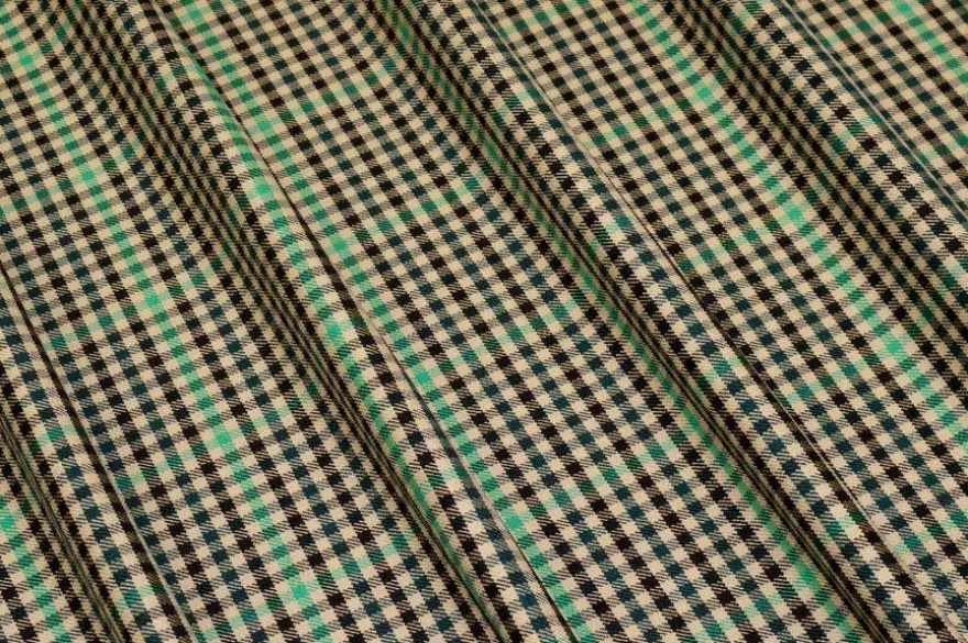 TESSUTO TARTAN LANA STRETCH VERDE NERO