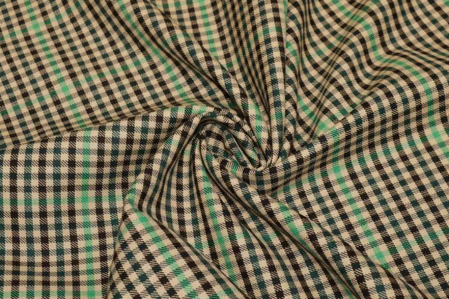 TESSUTO TARTAN LANA STRETCH VERDE NERO