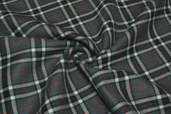 TESSUTO TARTAN PURA LANA GRIGIO ROSSO