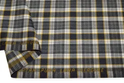 TESSUTO TARTAN PURA LANA GRIGIO RIGA GIALLA