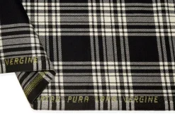 TESSUTO TARTAN PURA LANA NERO BIANCO