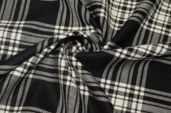 TESSUTO TARTAN PURA LANA NERO BIANCO