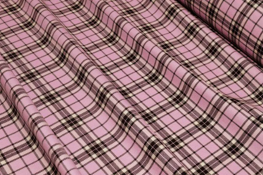 TESSUTO TARTAN PURA LANA ROSA