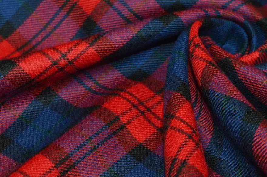 TESSUTO TARTAN PURA LANA ROSSO BLU