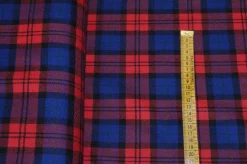 TESSUTO TARTAN PURA LANA ROSSO BLU