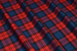 TESSUTO TARTAN PURA LANA ROSSO BLU