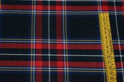 TESSUTO TARTAN ROSSO FONDO NERO
