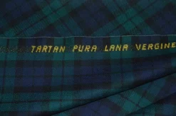 TESSUTO TARTAN SCOZZESE LANA VERDE BLU