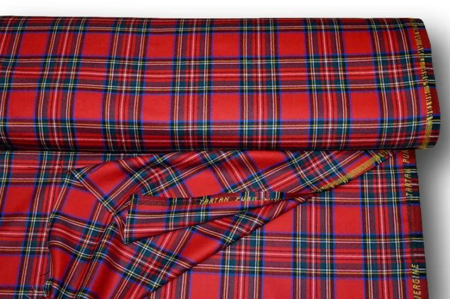 TESSUTO TARTAN SCOZZESE LANA CLASSICO ROSSO