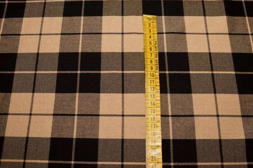 TESSUTO TARTAN STREATCH BEIGE NERO