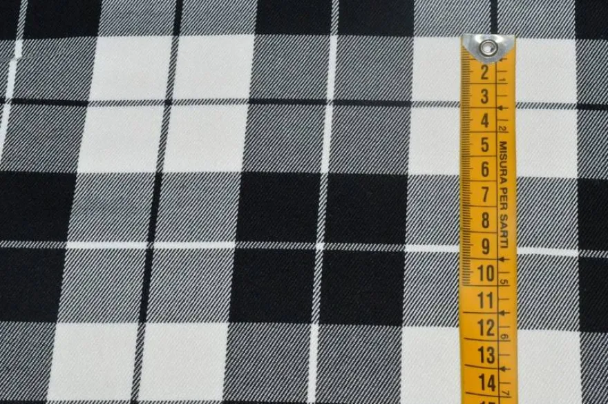 TESSUTO TARTAN STREATCH BIANCO NERO