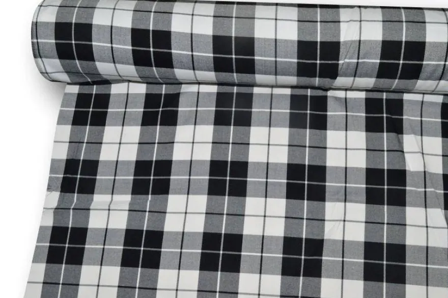 TESSUTO TARTAN STREATCH BIANCO NERO