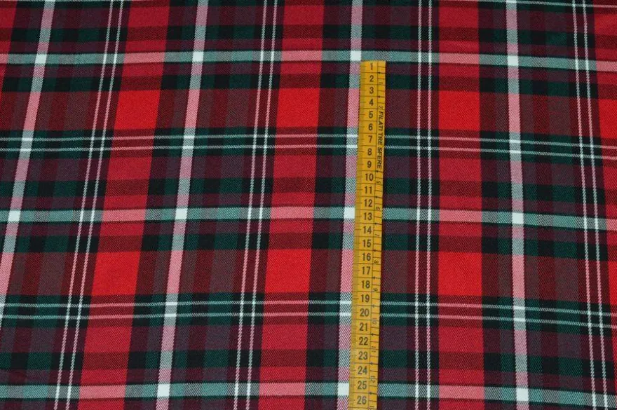 TESSUTO TARTAN STREATCH ROSSO NERO 822