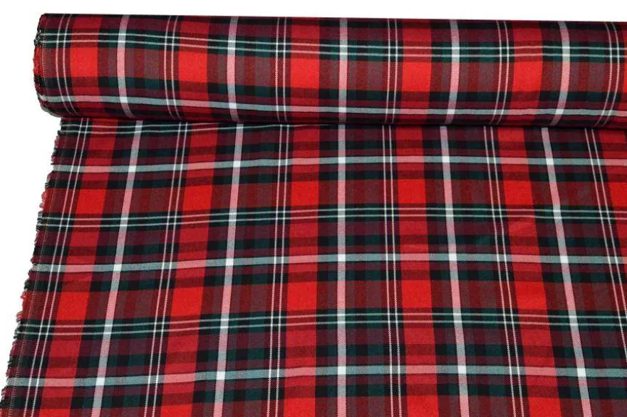 TESSUTO TARTAN STREATCH ROSSO NERO 822