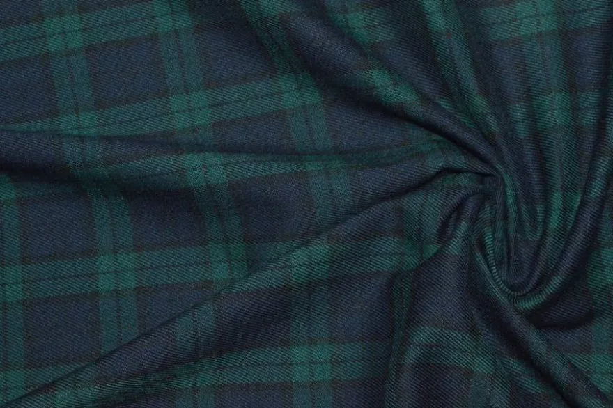 TESSUTO TARTAN STREATCH VERDE/BLU
