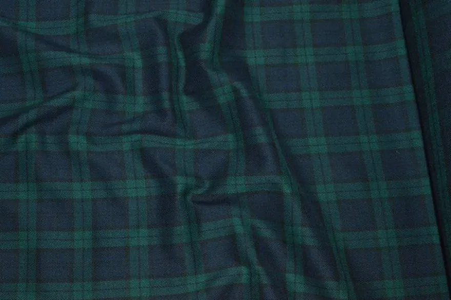 TESSUTO TARTAN STREATCH VERDE/BLU