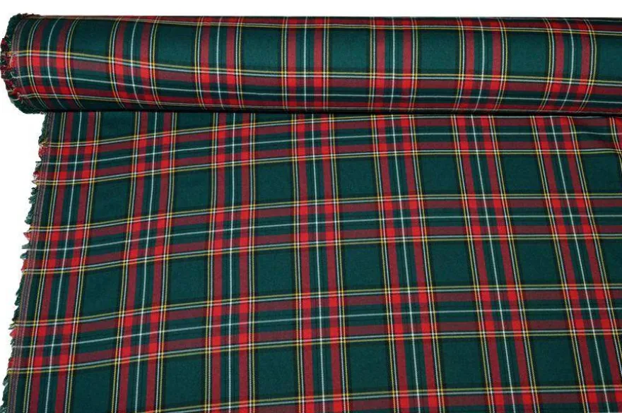TESSUTO TARTAN STREATCH VERDONE ROSSO