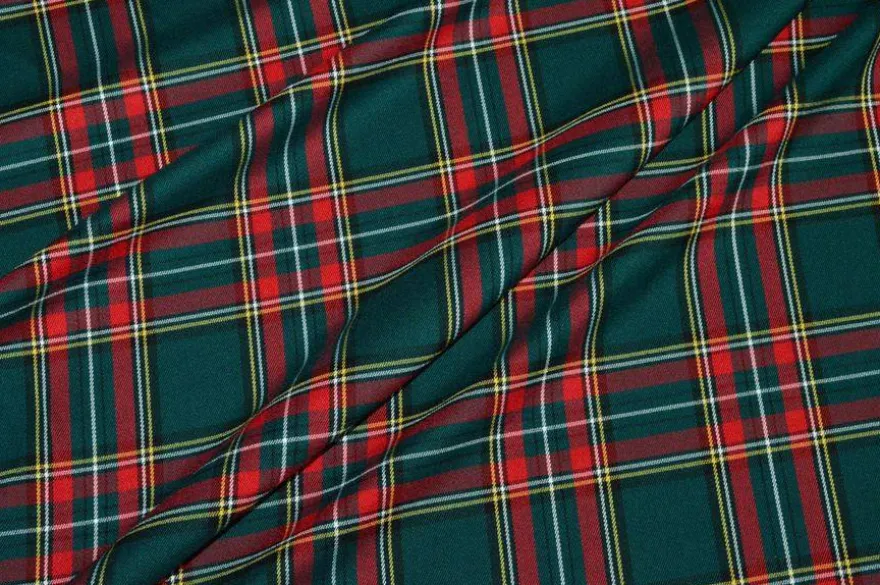 TESSUTO TARTAN STREATCH VERDONE ROSSO