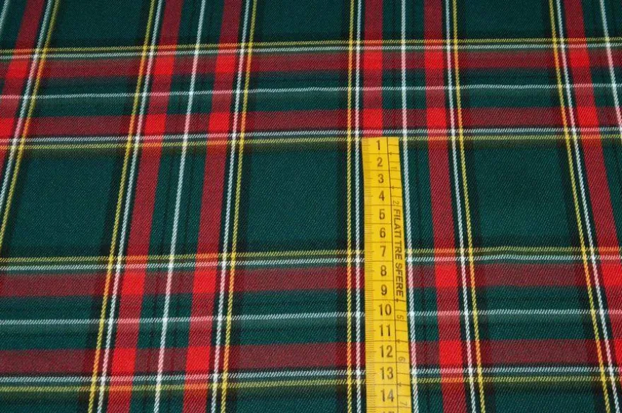 TESSUTO TARTAN STREATCH VERDONE ROSSO