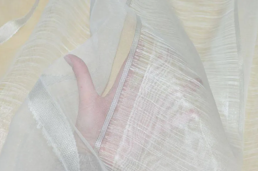 TESSUTO TENDA CON FASCE IN DOPPIA ORGANZA BIANCO