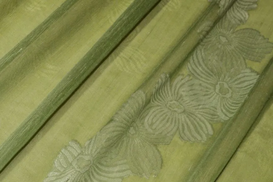 TESSUTO TENDA CON RICAMO FILL COUPE FLOREALE VERDE