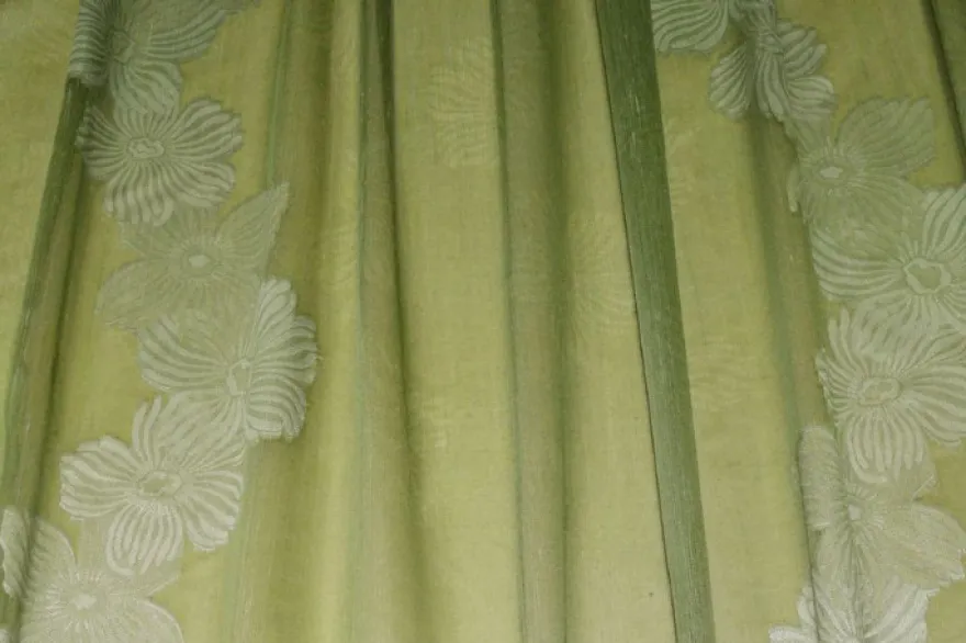 TESSUTO TENDA CON RICAMO FILL COUPE FLOREALE VERDE