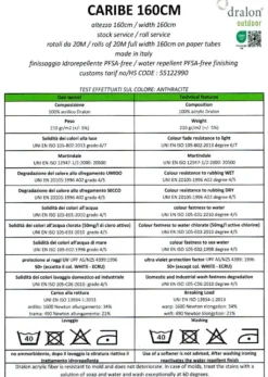 TESSUTO TENDA ESTERNO TEFLON IDROREPELLENTE UNITI ALTEZZA 160 CM