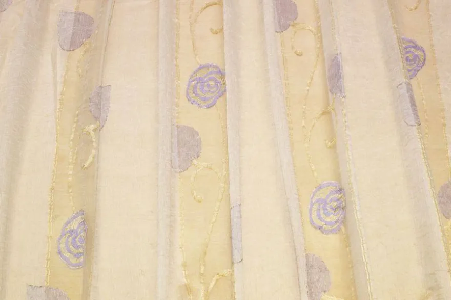 TESSUTO TENDA FASCE ORGANZA FIORI LILLA