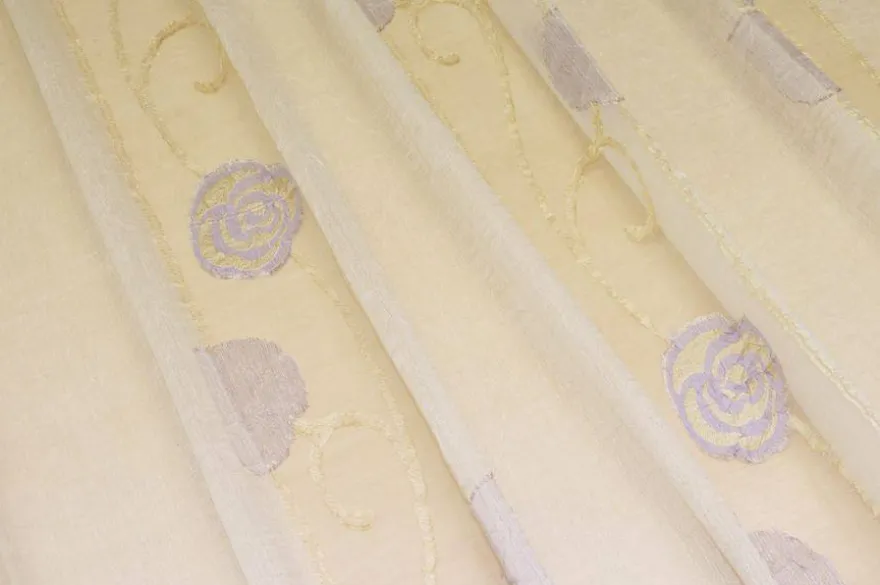 TESSUTO TENDA FASCE ORGANZA FIORI LILLA