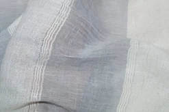 TESSUTO TENDA LINO EFFETTO STROPICCIATO CON FASCE VERTICALI BIANCHE E GRIGIE