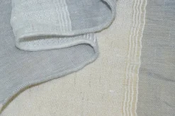 TESSUTO TENDA LINO EFFETTO STROPICCIATO CON FASCE VERTICALI BIANCHE E GRIGIE
