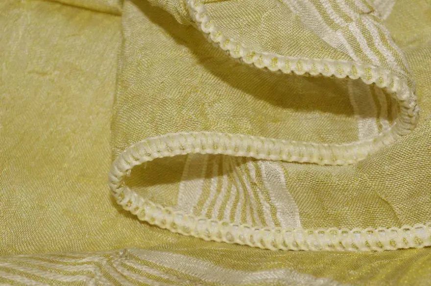 TESSUTO TENDA MISTO LINO ORGANZA STROPICCIATA VERDE ACIDO