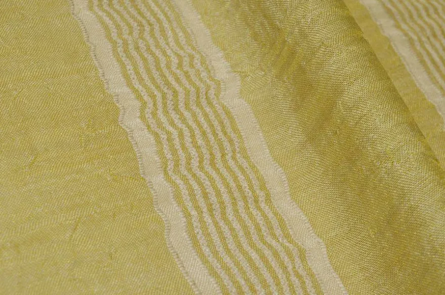 TESSUTO TENDA MISTO LINO ORGANZA STROPICCIATA VERDE ACIDO