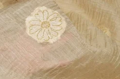 TESSUTO TENDA MISTO SETA CON RICAMO FIORE ORO