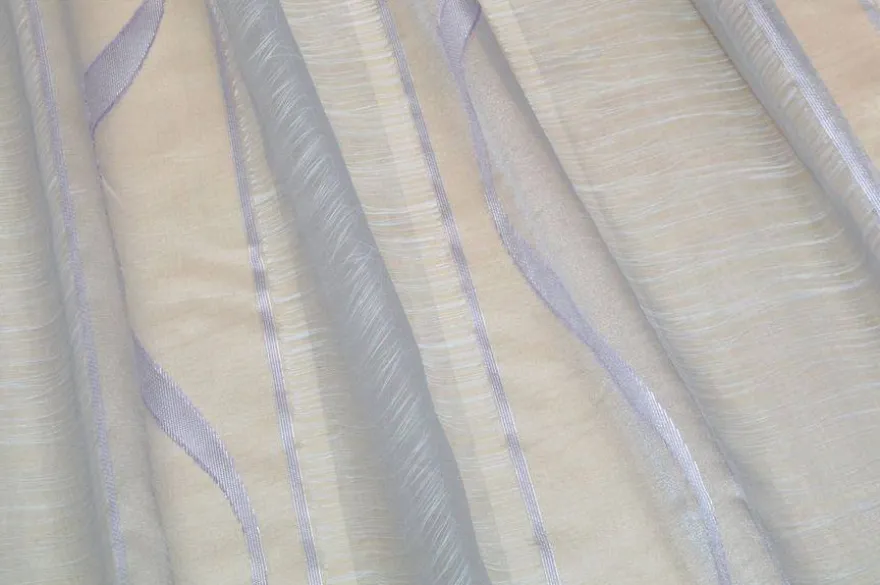 TESSUTO TENDA MODERNA ORGANZA FONDO GRIGIO DISEGNO LILLA