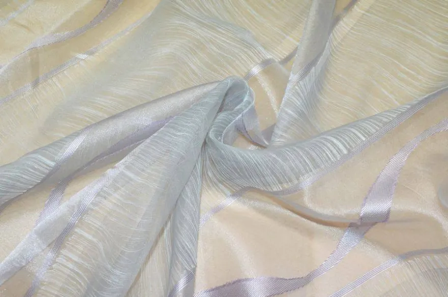 TESSUTO TENDA MODERNA ORGANZA FONDO GRIGIO DISEGNO LILLA