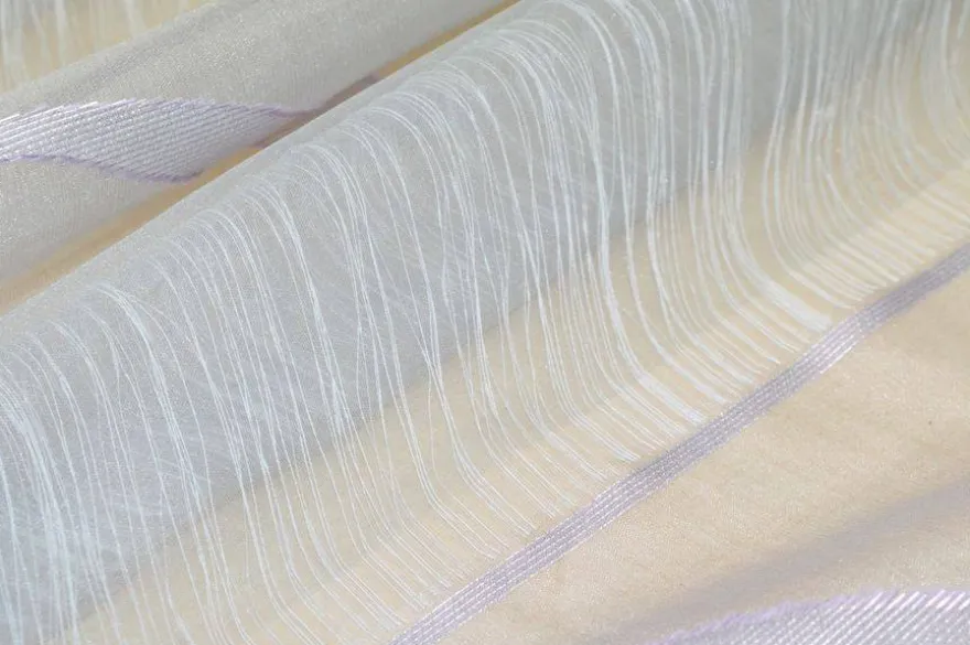 TESSUTO TENDA MODERNA ORGANZA FONDO GRIGIO DISEGNO LILLA