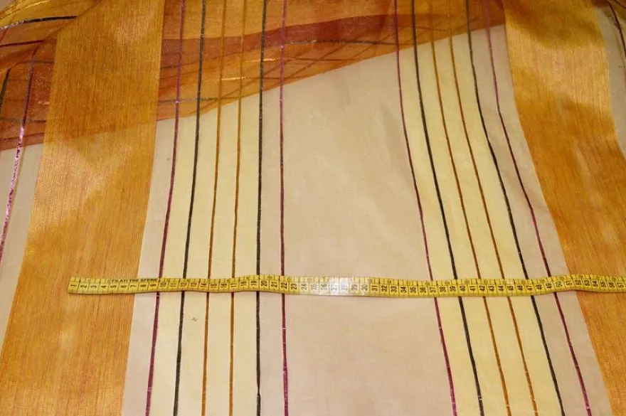 TESSUTO TENDA ORGANZA ARANCIO CON FILI RAFIA COLORATI