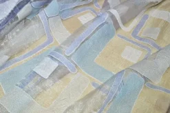 TESSUTO TENDA ORGANZA DEVOREH FANTASIA GEOMETRICA AZZURRA