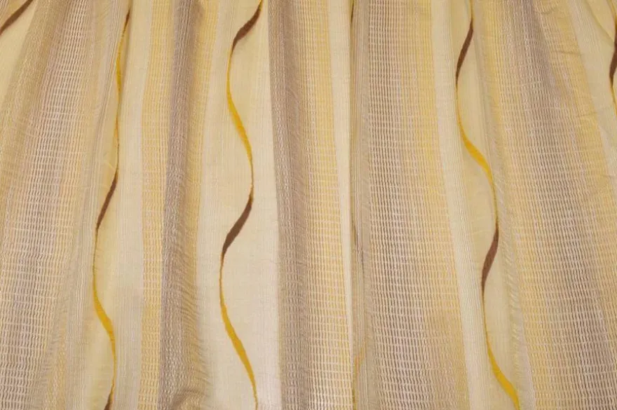 TESSUTO TENDA ORGANZA DISEGNO ONDA OCRA MARRONE