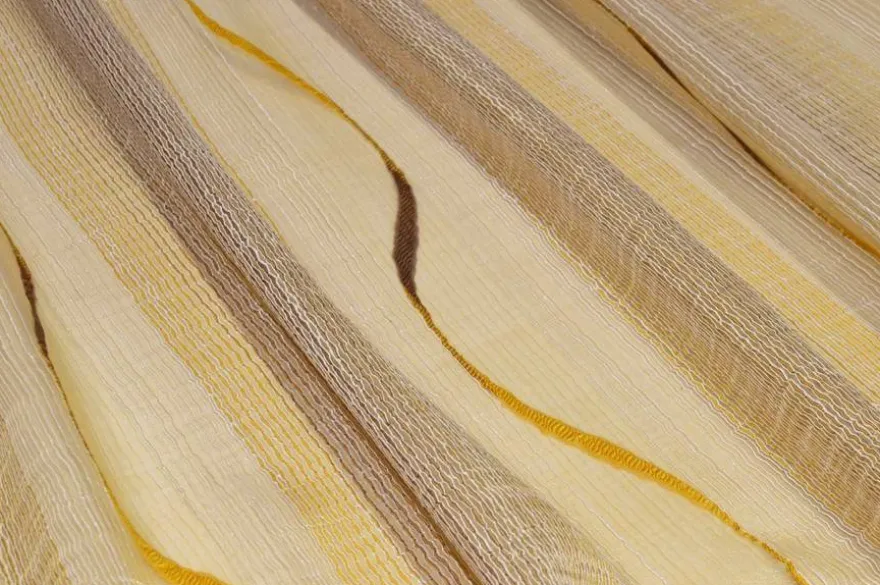 TESSUTO TENDA ORGANZA DISEGNO ONDA OCRA MARRONE