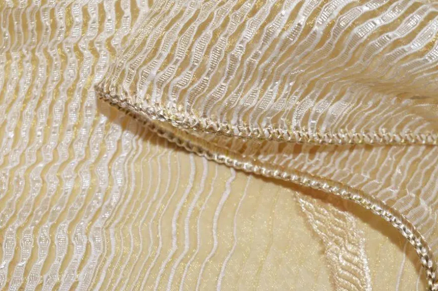 TESSUTO TENDA ORGANZA DISEGNO ONDA ORO