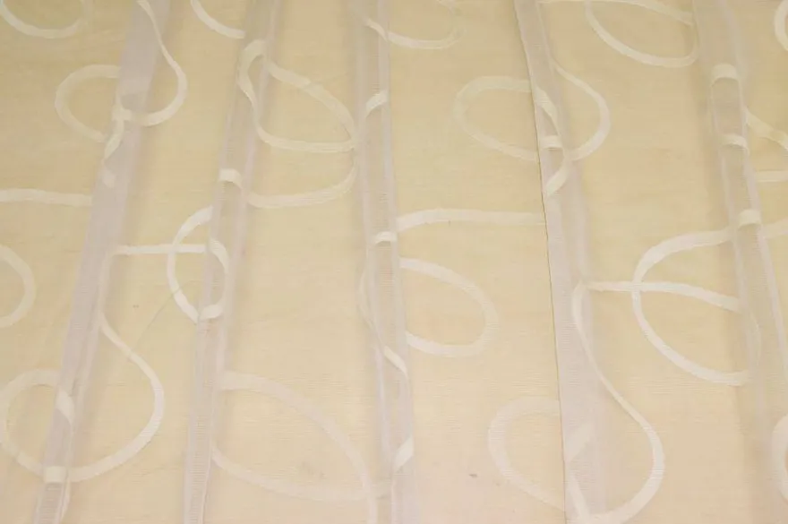 TESSUTO TENDA ORGANZA FANTASIA CERCHI ASTRATTI PANNA