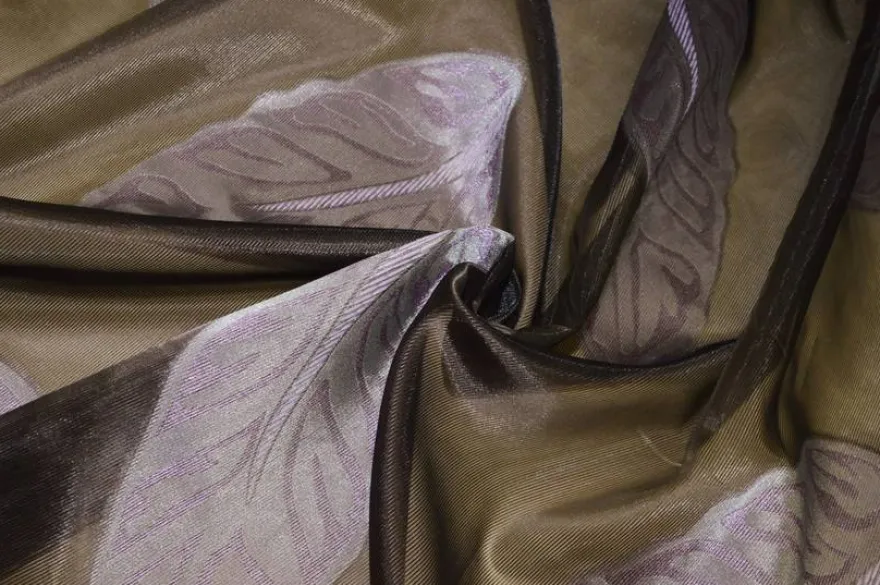 TESSUTO TENDA ORGANZA FANTASIA FOGLIA LILLA