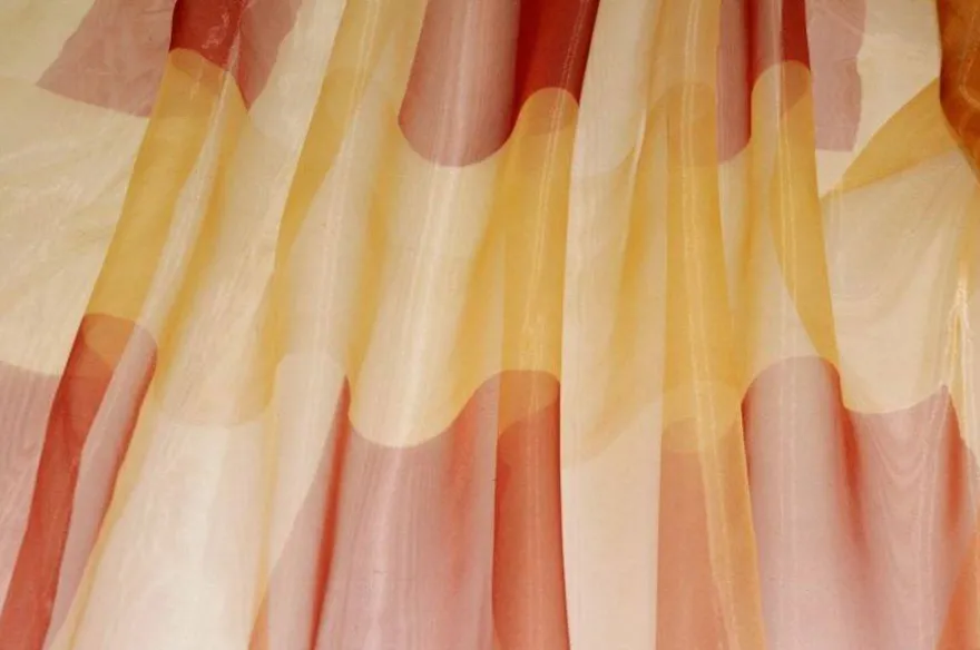 TESSUTO TENDA ORGANZA FANTASIA GEOMETRICA COLOR BRUCIATO