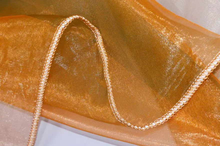 TESSUTO TENDA ORGANZA FASCE ARANCIO VERDE
